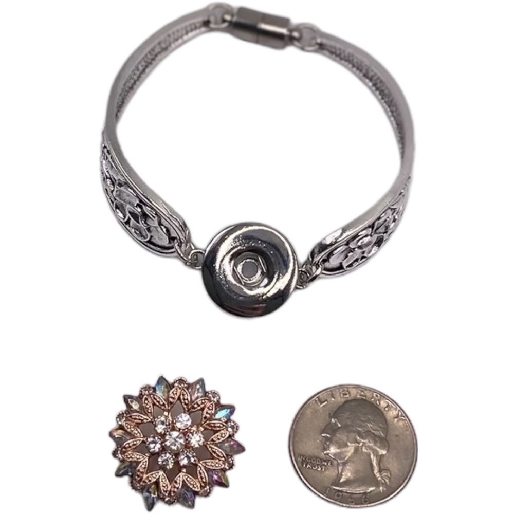 Vintage Style Floral Bracelet Holiday Gift Iridescent Ginger Snap 18mm NWT - Picture 10 of 14